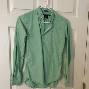 Ralph Lauren Slim fit,long sleeve, green dress shirt size 0